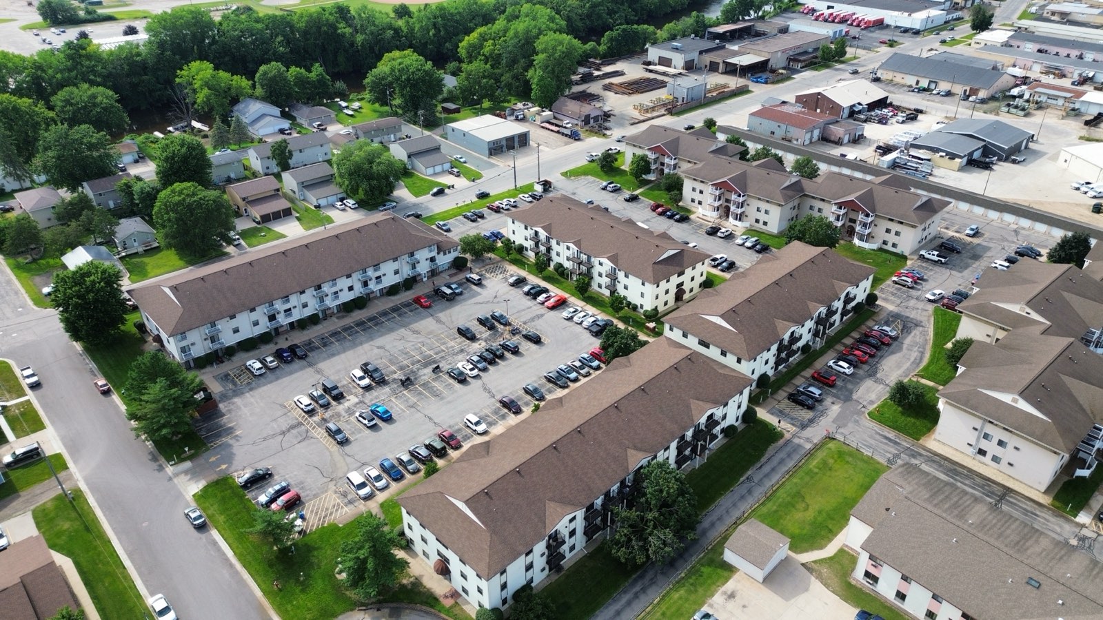 Drone view of an apartment complex we cleaned