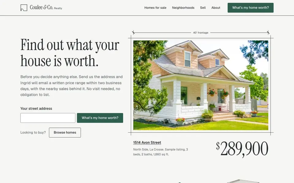 Home page of the Coulee & Co. concept site