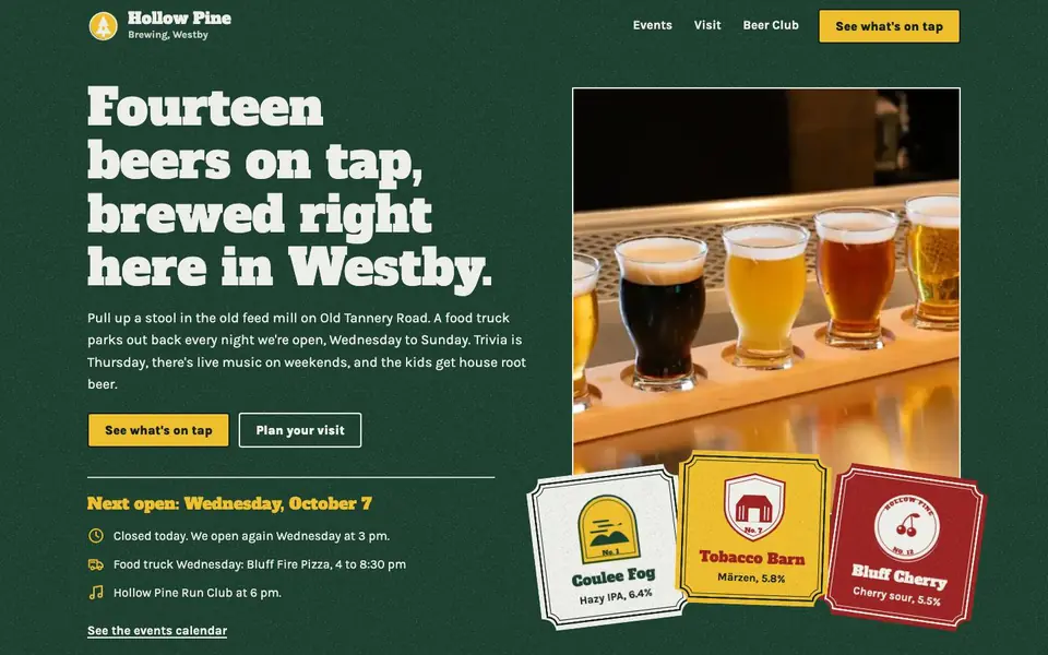 Home page of the Hollow Pine concept site